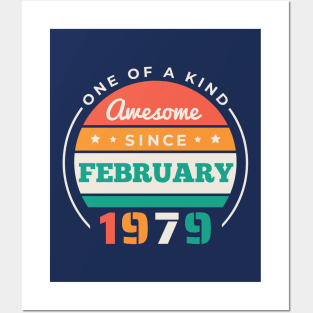 Retro Awesome Since February 1979 Birthday Vintage Bday 1979 Posters and Art